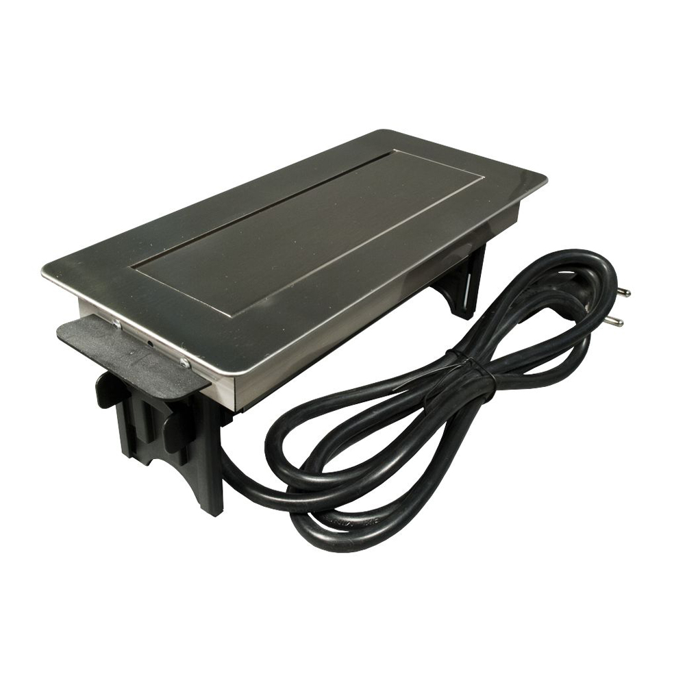 Изображение AE-PBC3GS-51BK  Блок розеток настольный 3 розетки (SCHUKO®) без нижнего корпуса, инокс - завод GTV